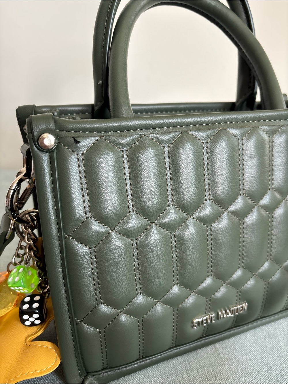 Steve Madden Quilted Forrest Green Crossbody Top-Handle Bag - Picture 2 of 5